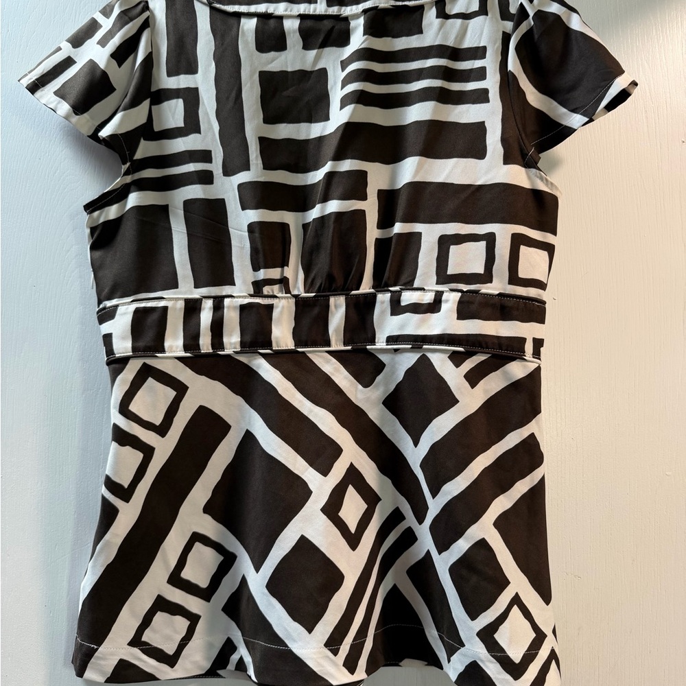 Banana Republic Brown and White Geometric Blouse